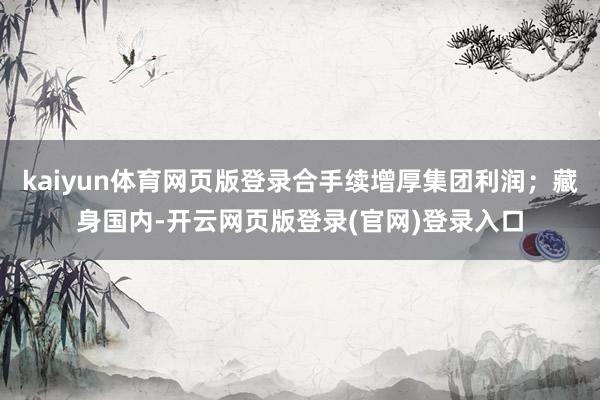 kaiyun体育网页版登录合手续增厚集团利润；藏身国内-开云网页版登录(官网)登录入口